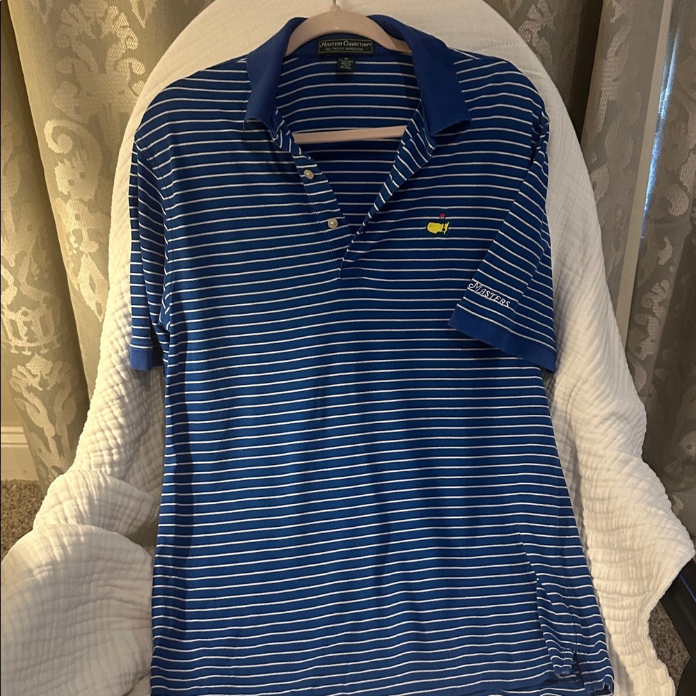 Masters Blue Striped Polo Shirt- Men’s medium